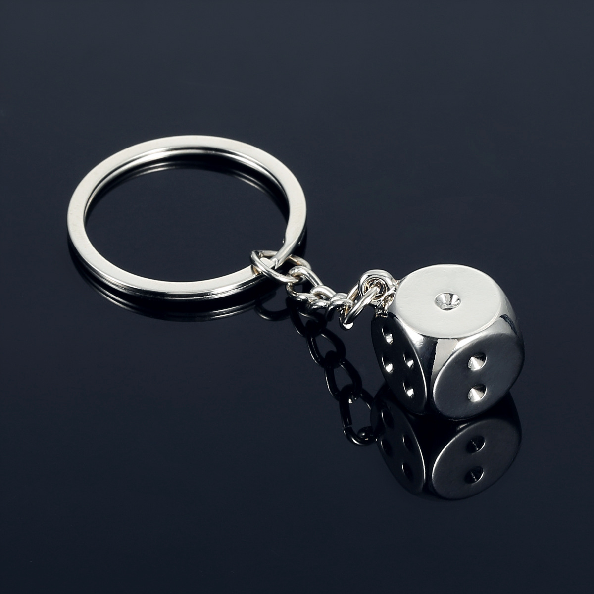 1pc Cool Dice Keychain for Men - Unique Alloy Model Keyring for Car Keys and Gifts image