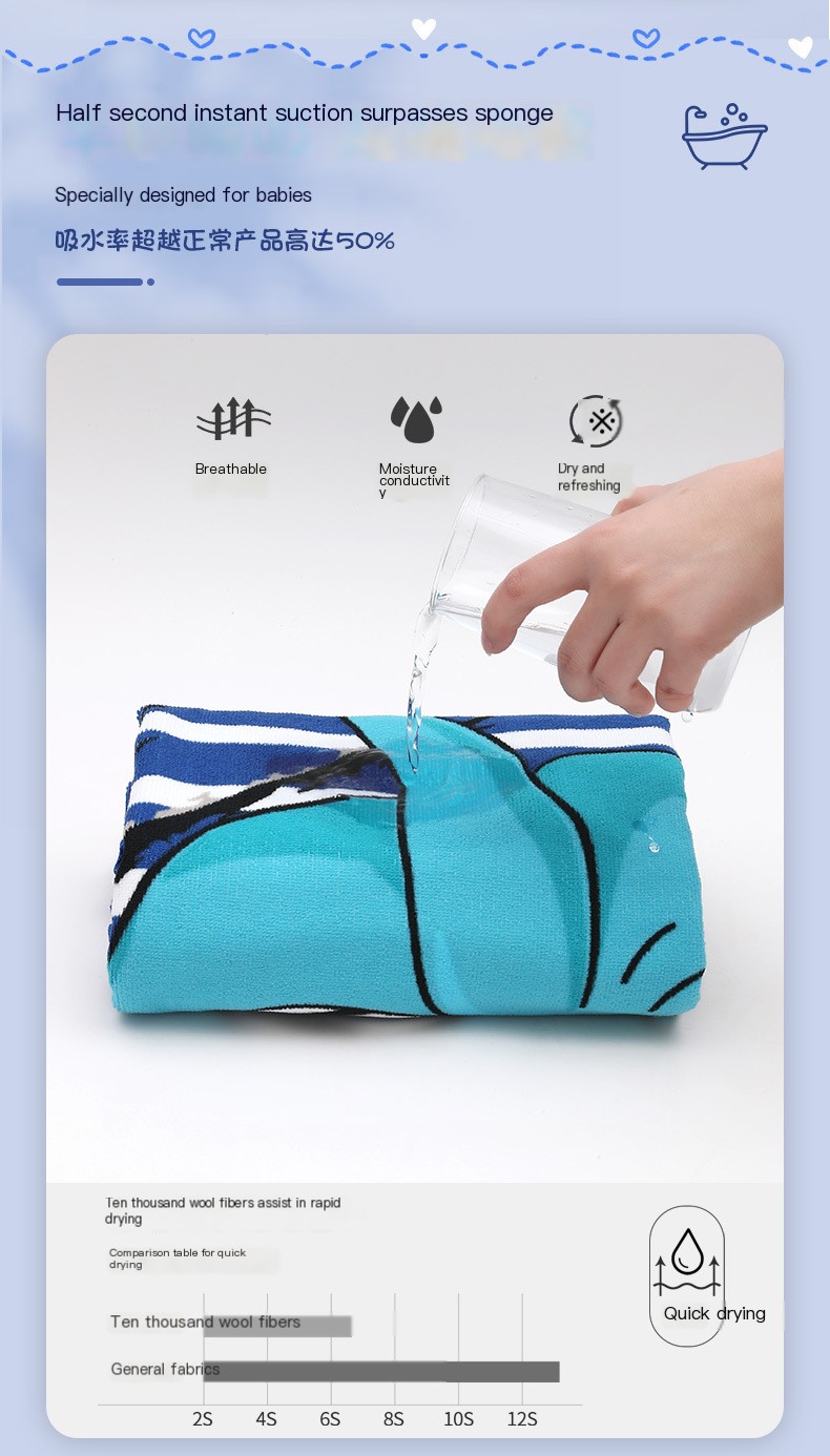 Factory wholesale large men's and women's bath towel cape boys and girls hooded bathrobe Cape wearable bath towel cape