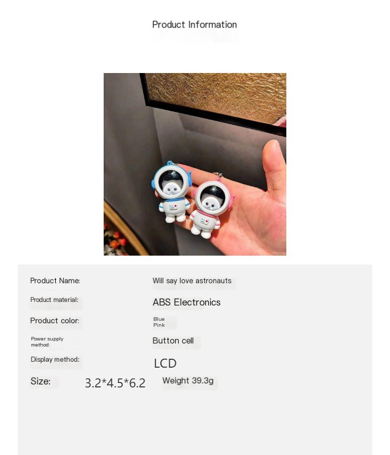Talking Love Astronaut Keychain