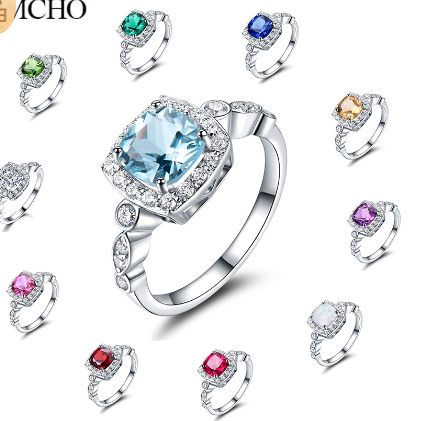 S925 Sterling Silver Ring with Blue Topaz