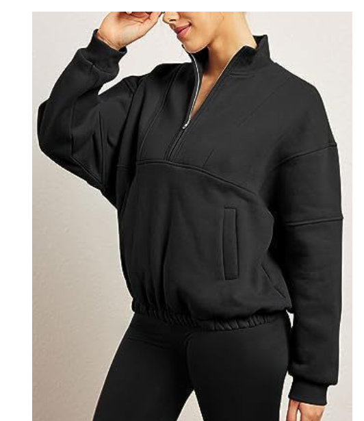 Half Zip Dropped Shoulder Sweatshirt Fabric