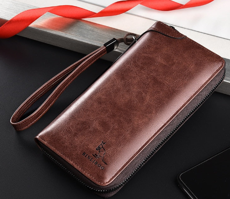 Extended Men's Leather Wallet - Brown