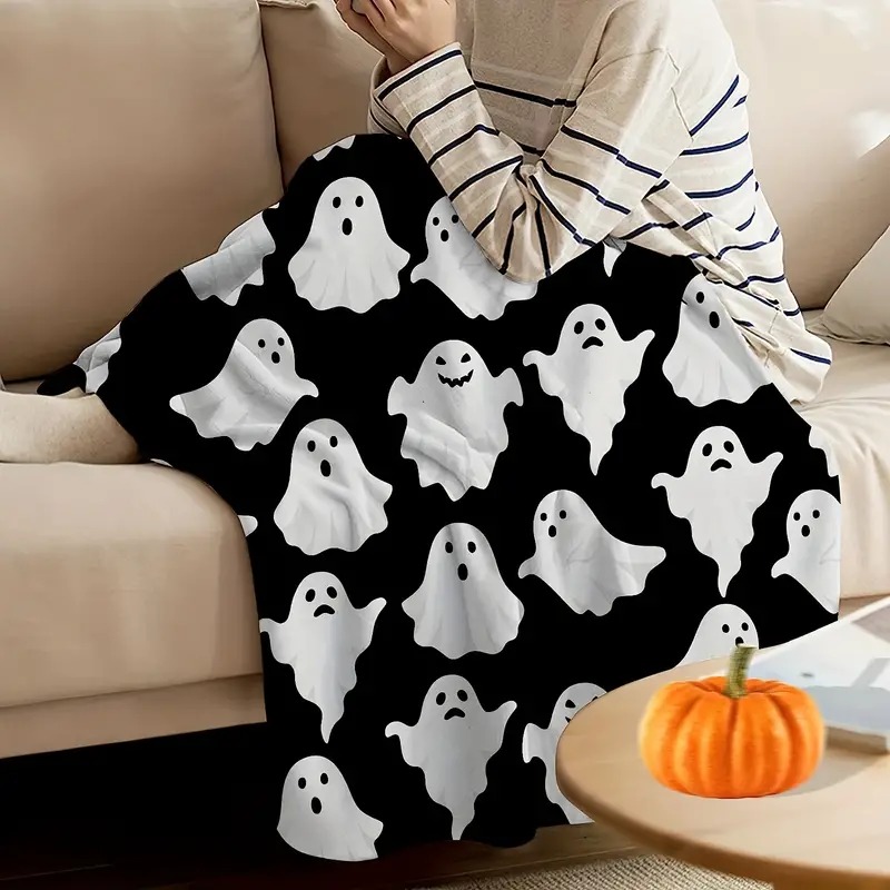 Flannel Printed Blanket Ghost Figure 1