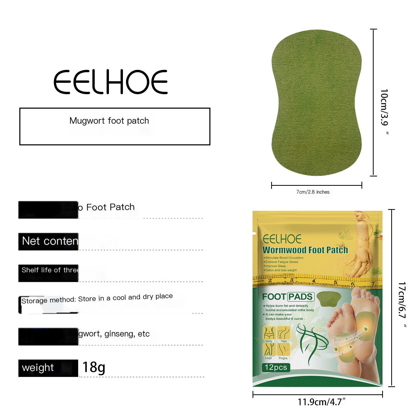 EELHOE Wormwood Foot Patches