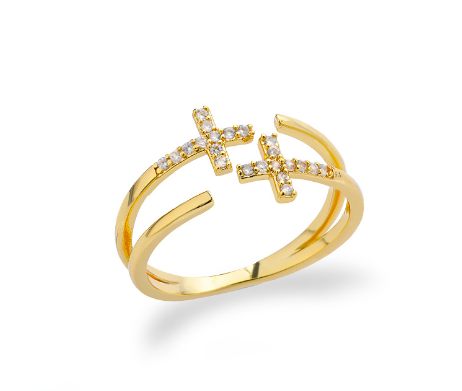 Double Cross Ring in Platinum