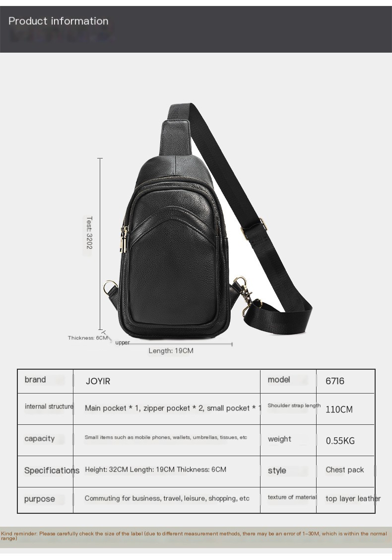 Fashion Men's Chest Leather Messenger Bag - Image 2