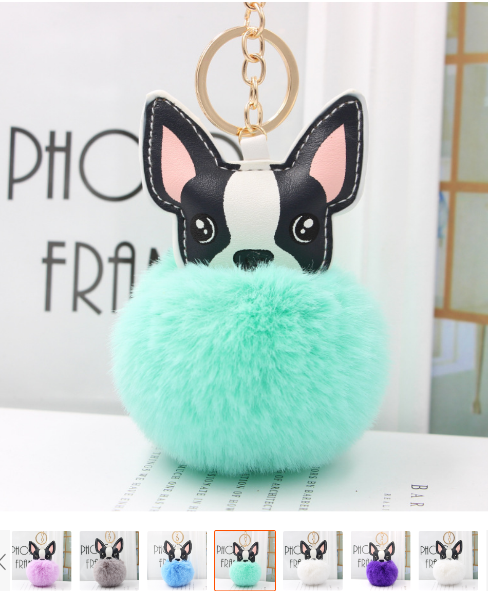 PU Puppy Fur Ball Keychain 4