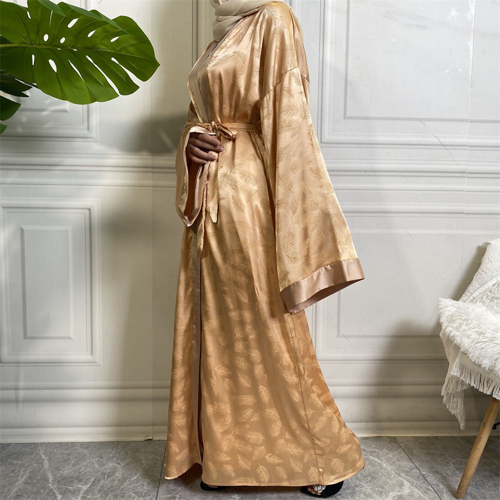 Fashion Printed Satin Cardigan Robe