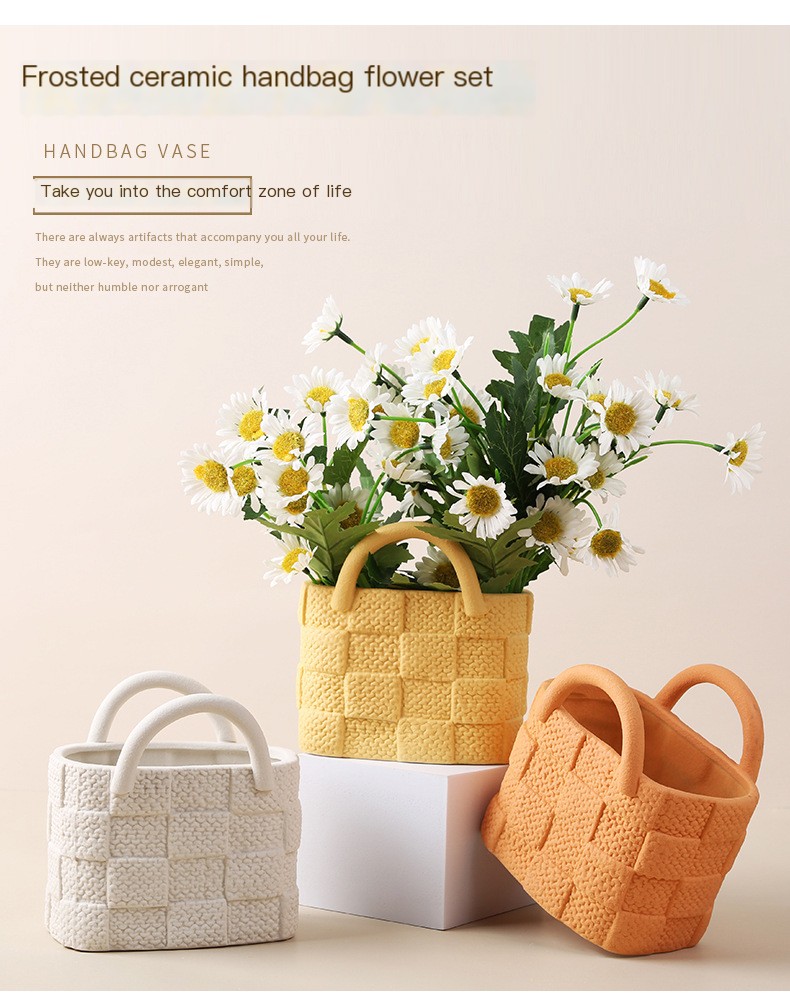 Nordic-inspired Morandi ceramic tote vase
