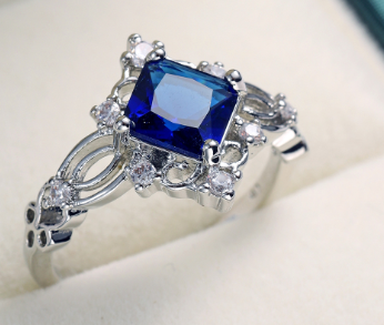 Square Platinum Color Diamond Ring Image 1