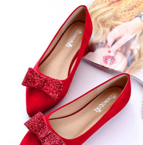 Flat Shoes with Bow Design