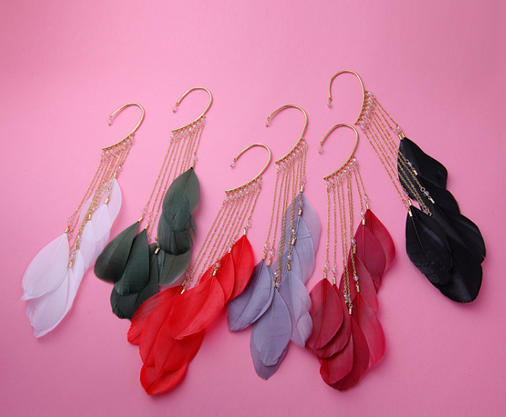 Bohemian Feather Tassel Earrings
