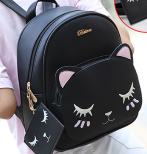 Cute Cat Backpack - Black