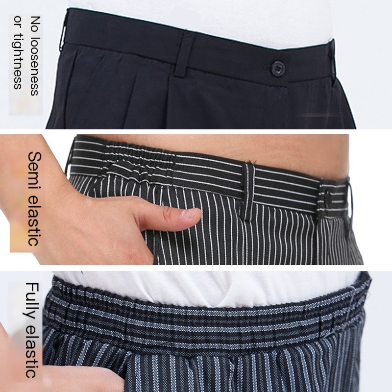 Spot wholesale chef work pants hotel uniform pants kitchen striped chef pants restaurant waiter elastic pants image