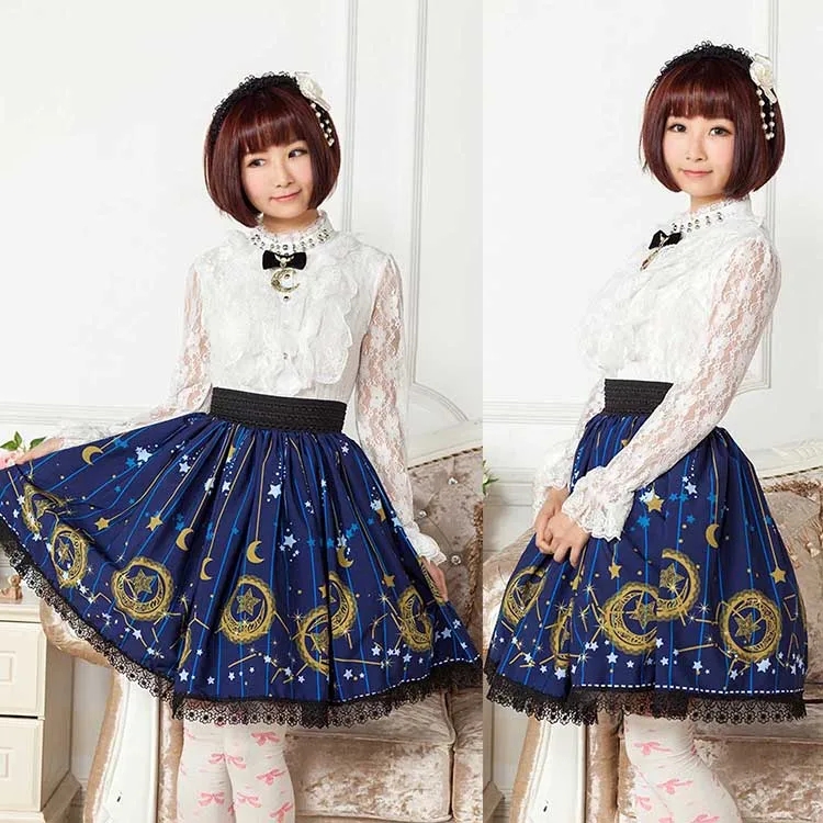 Mori Girl Blue Skater Skirt - Image 4
