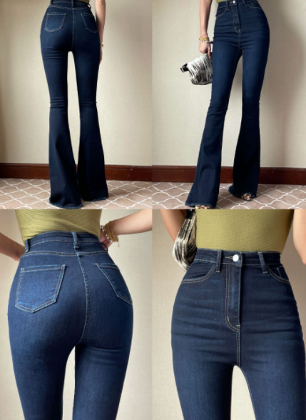 Women's Stylish High-Rise Bell-Bottom Jeans Image 4