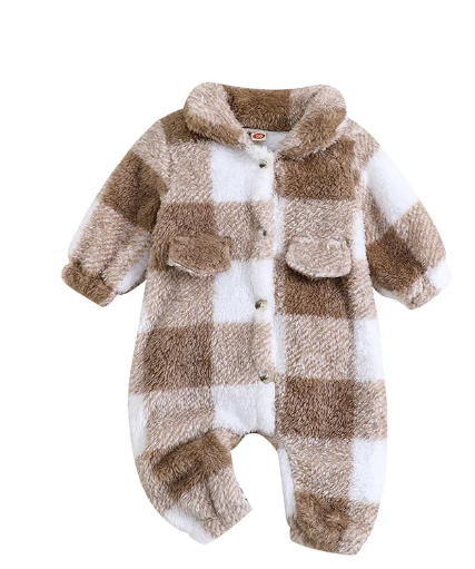 Baby Checkered Coat Romper Image 3
