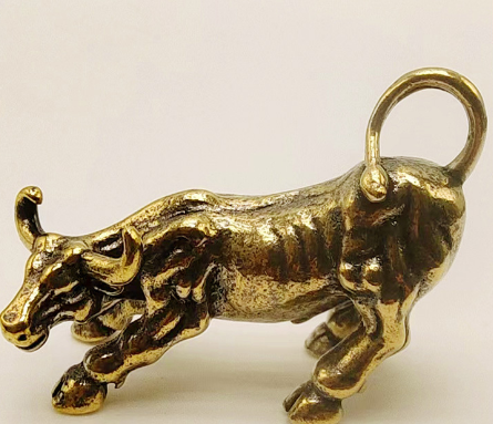 Brass Retro Wall Street Bull Ornament Play Tea Pet image
