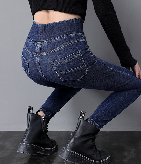 Fleece-lined denim pants 2