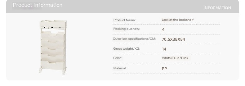 Movable Plastic Desk-side Bookshelf 1