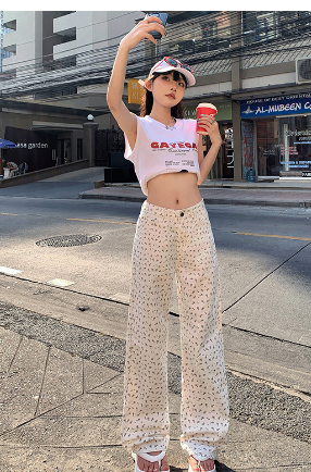 Retro Cherry Embroidered Trousers 3
