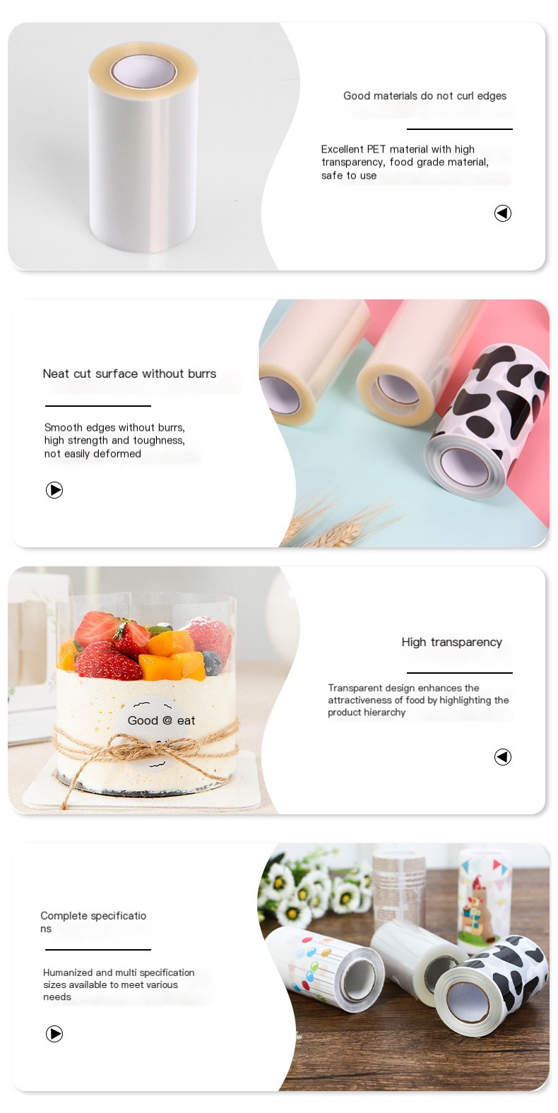 Hard Mu Si edge inch birthday cake transparent decoration 8*10cm plastic baking packaging factory spot wholesale
