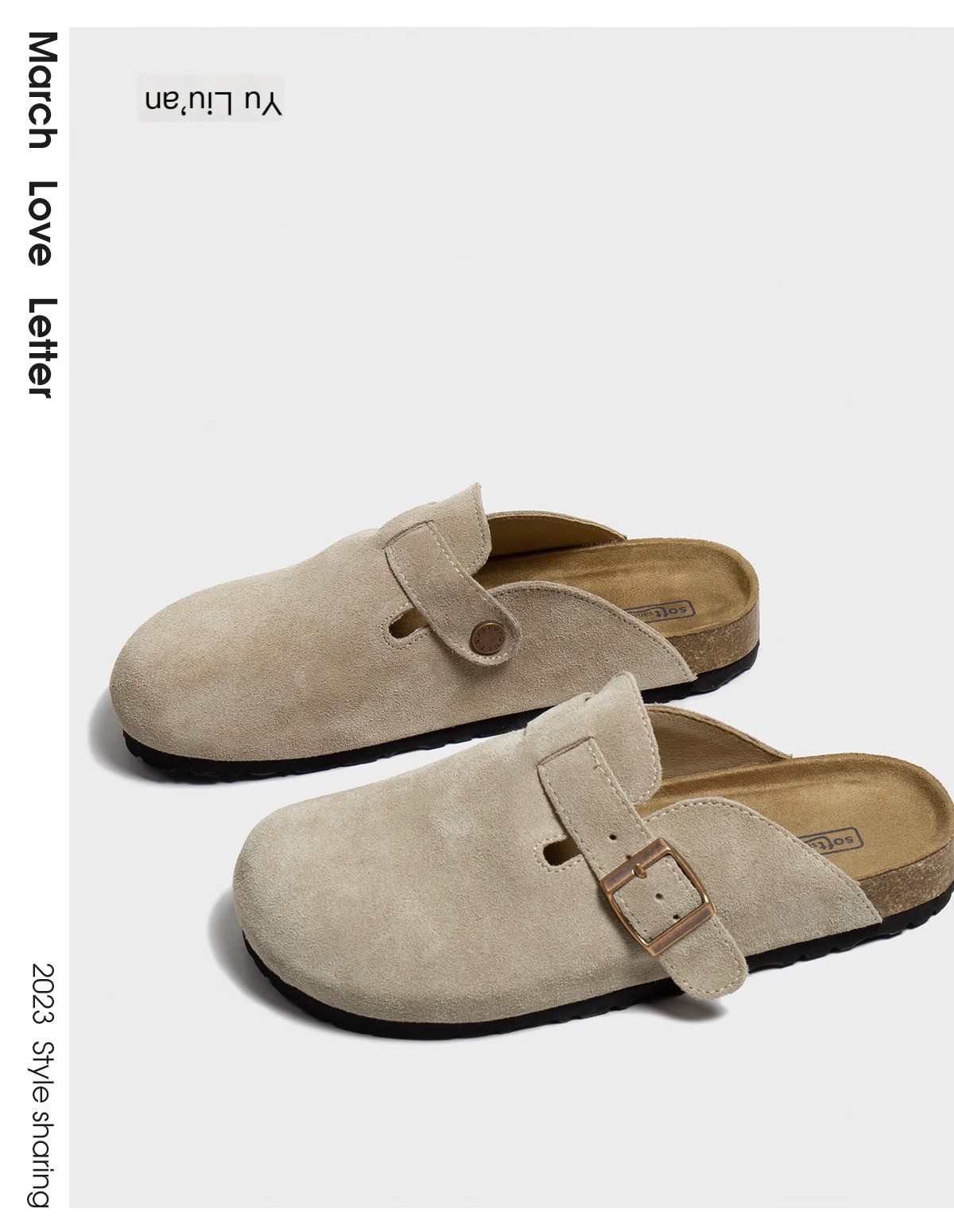 [Weiwei girl] all-leather Boken women's shoes thick bottom slippers flat fishing Boken shoes closed toe half slippers women