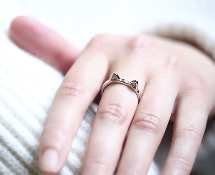 Adorable Cat Ear Ring - Silvery
