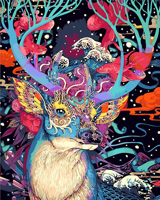 Christmas Deer Painting