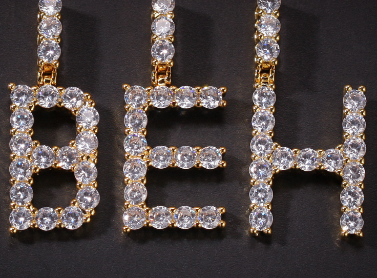 Hip Hop Style Zircon Letter Necklace