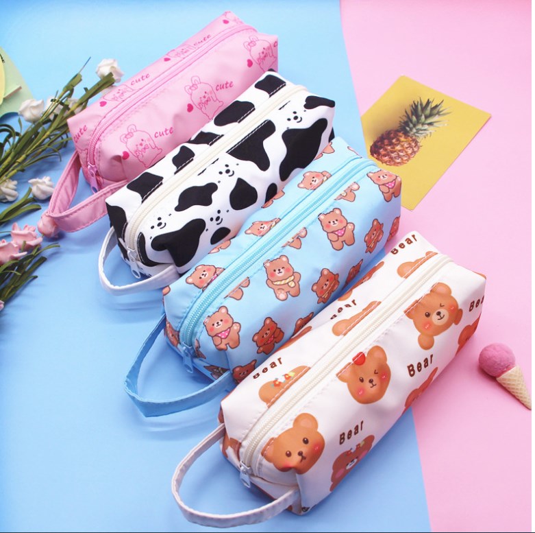 Smiley Face Cow Print Makeup Bag