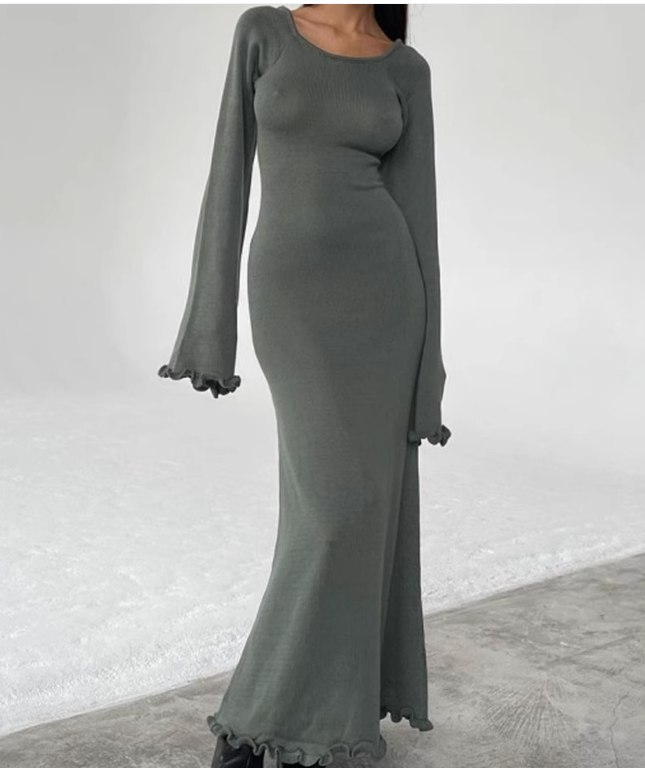 Selvedge Backless Knitted Dress Image 5