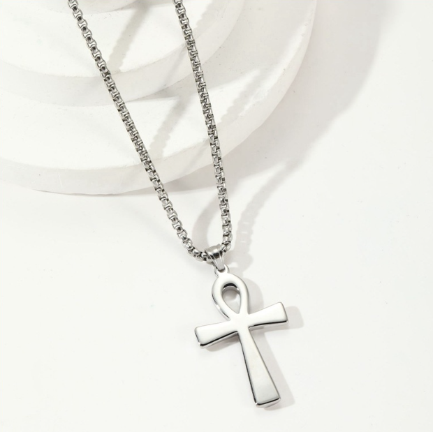 Ancient Egyptian Titanium Steel Cross Necklace Image 4
