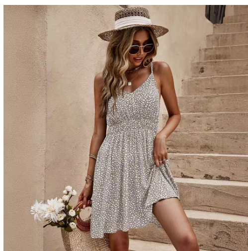 Floral V-Neck Mini Cami Dress details