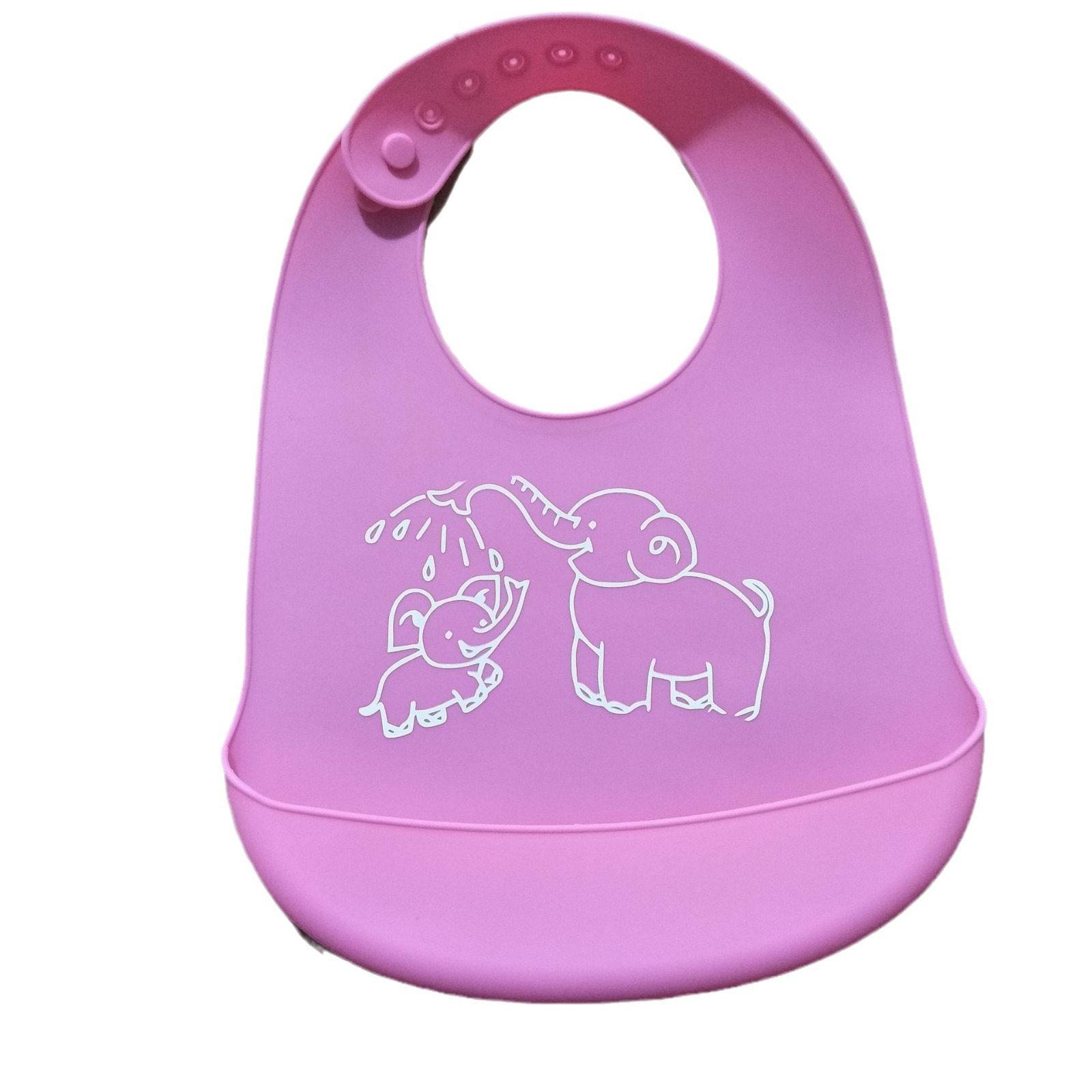 Waterproof Silicone Bib - Pink Elephant