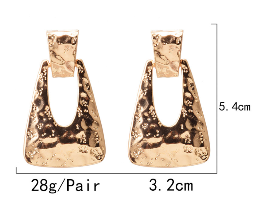 Trapezoid Textured Metal Drop Earrings 1