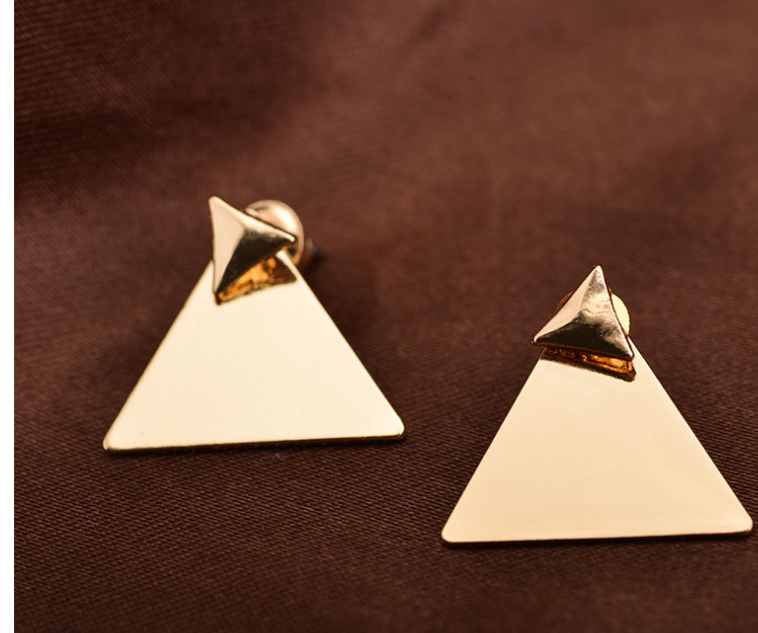 Silver Geometric Triangle Earrings