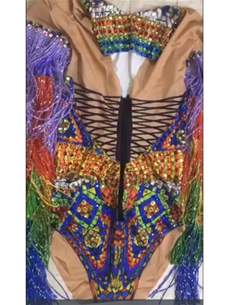 Rhinestone Tassel Tight Jumpsuit Image 5