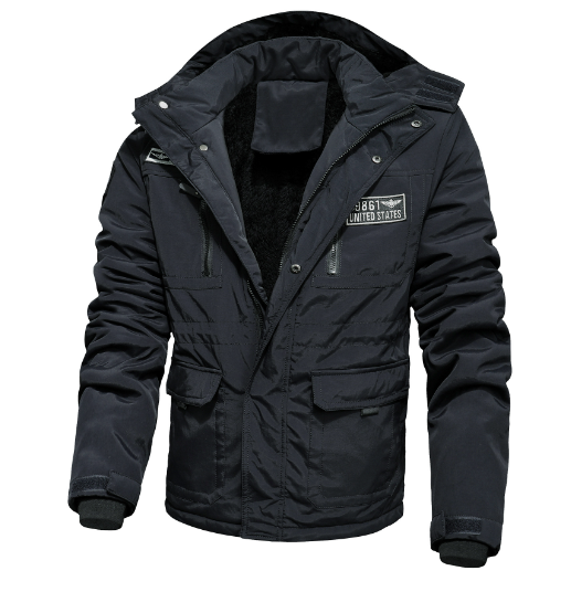 Men's Plush Cotton Jacket - Detailed View