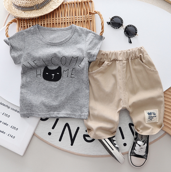 Children T-shirt Suit Gray