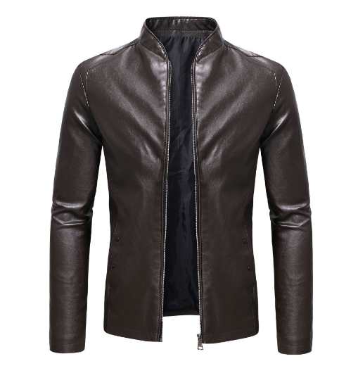 Men's Motorcycle Slim Fit Leather Jacket Image 3