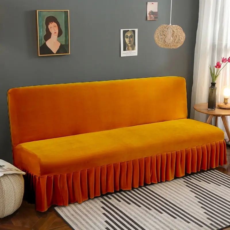 Funda de sofá con falda de franela gruesa con todo incluido, 1 ud. image