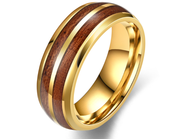 Gold Tungsten Steel Ring Image 2
