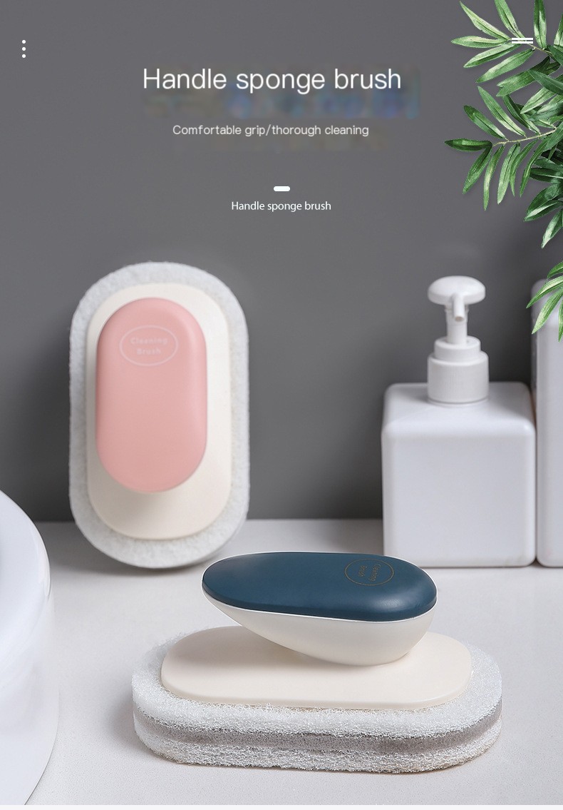 Scandinavian Handle Sponge Cleaning Brush in Use