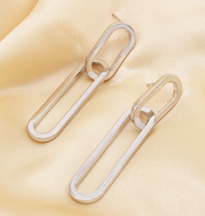 Silvery Geometric Earrings