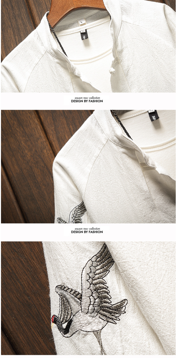 Crane Embroidered Shirt Image 5