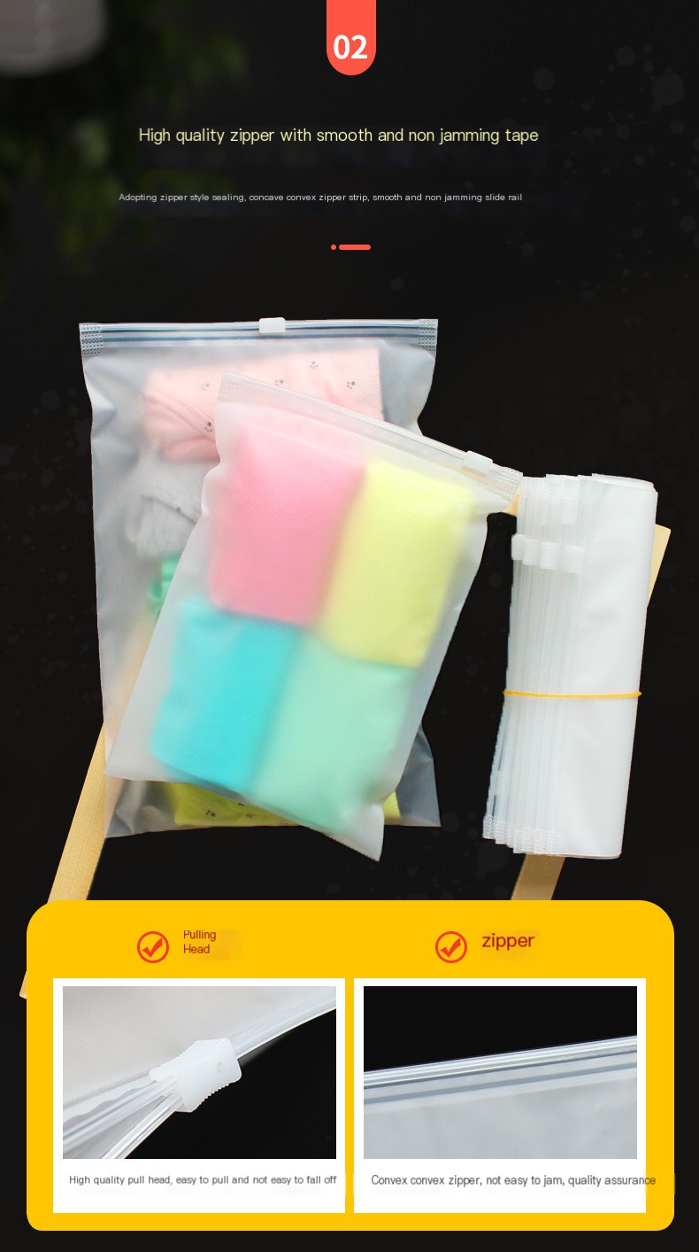 Thickened transparent frosted zipper bag wholesale custom pe ziplock bag plastic underwear socks storage clothing packaging bag
