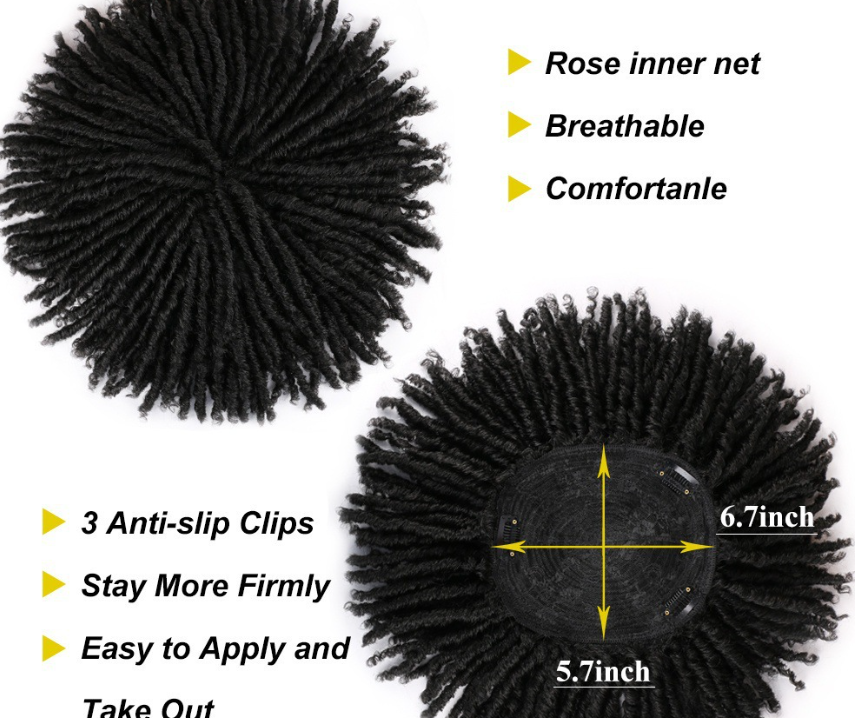 Belle Show Dreadlock Hair Topper Clip in Braided Half Wigs Locs Braided Wig Soft Short Wig Dreads for Men Women