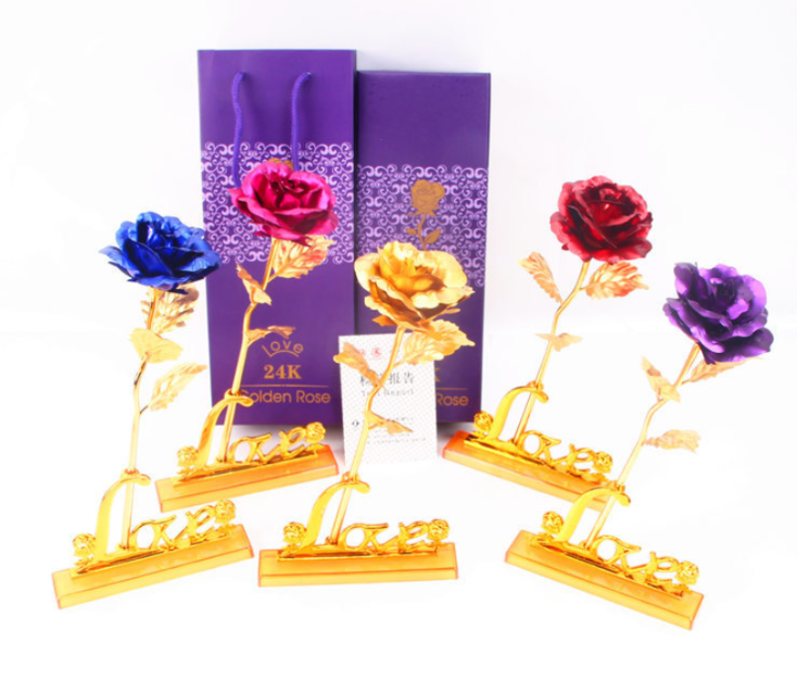 24K Rose Gold Plated Metal Flowers