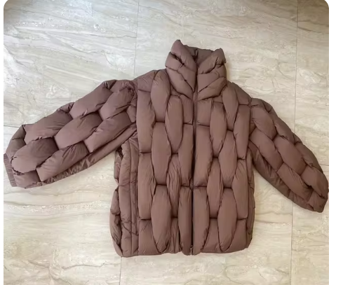 Mens Thick Parkas Womens Luxury Designer Square Weave High Collar Warm Coat Casual Oversized Warm Puffer Bubble Jacket image